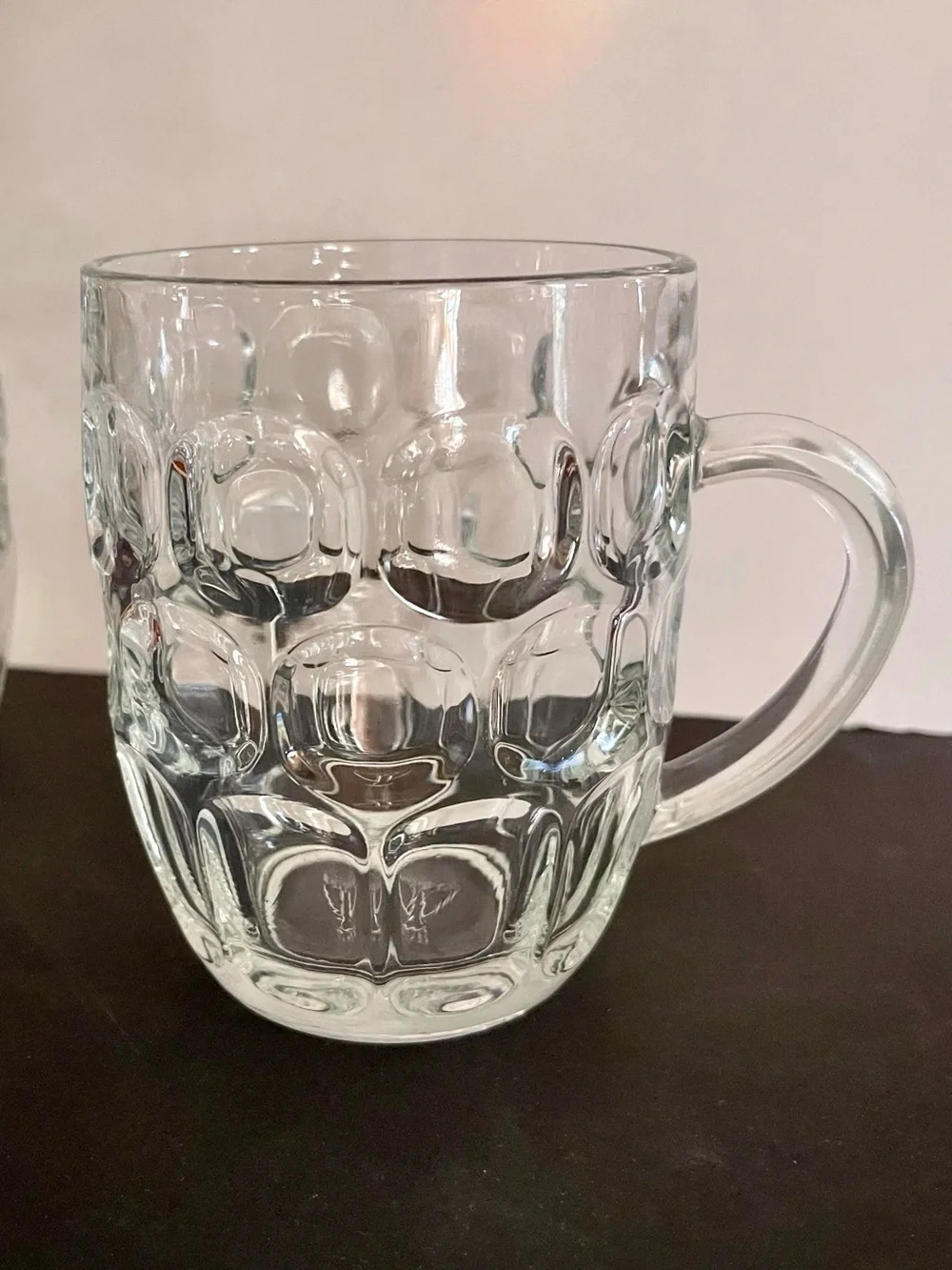 Ravenhead R5V1 Dimple Thumbprint Panel Clear Pressed Jug Glass Handle Mug